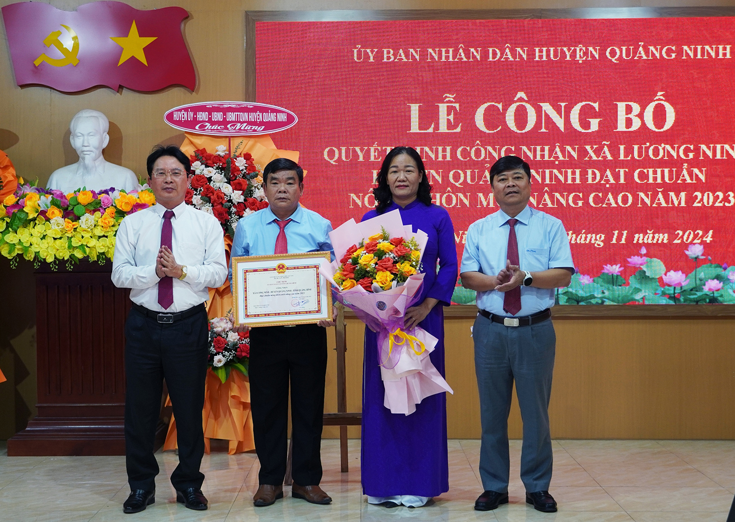 Công nhận xã Lương Ninh đạt chuẩn nông thôn mới nâng cao