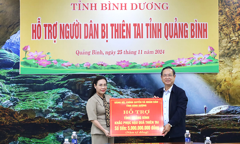 Tỉnh Bình Dương hỗ trợ Quảng Bình 5 tỷ đồng khắc phục hậu quả thiên tai