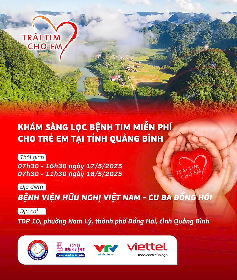 Khám sàng lọc bệnh tim bẩm sinh miễn phí cho trẻ em ở Quảng Bình